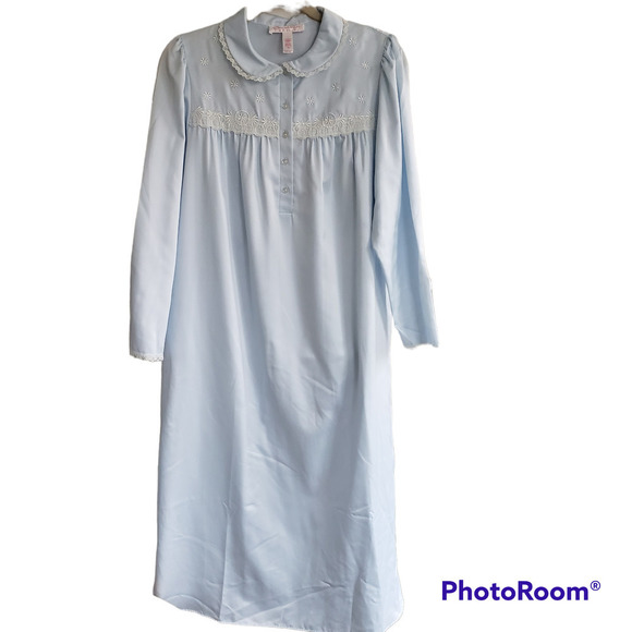 Oscar de la Renta Vintage Pink Label‎ Light Blue Nightgown Size M - Picture 1 of 5